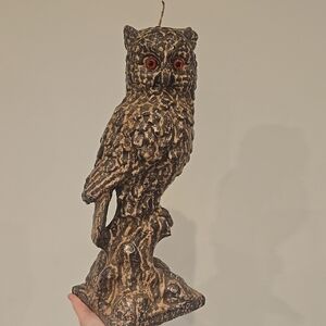 Vintage 70's Owl Candle Sculpture with Red Eyes